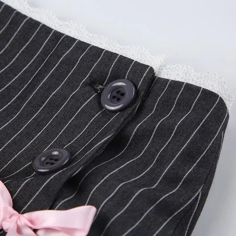 Coquette Striped Mini Skirt