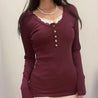 Corduroy Lace Trim Top