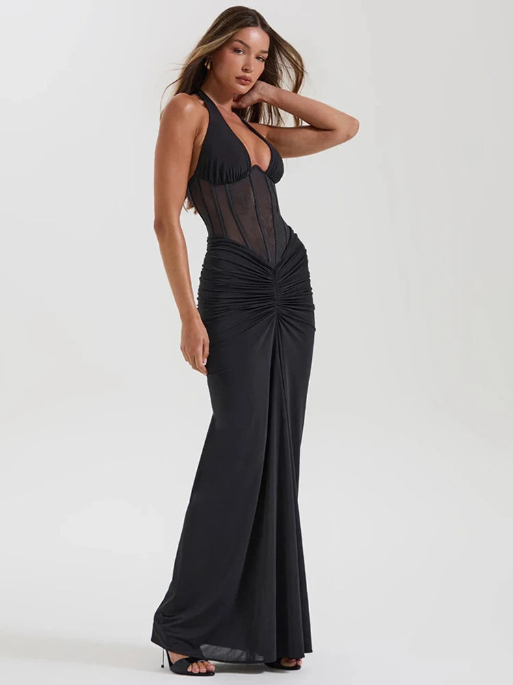 Corset Halter Maxi Dress