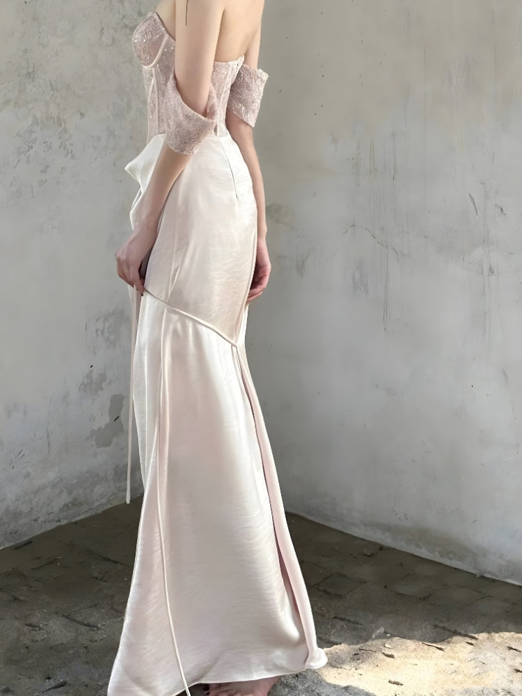bustier satin maxi dress CD337 A-LINE SATIN BUSTIER DRESS 2 / SAGE