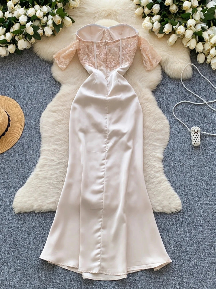 knee length dresses for ladies Hermine dark-blue embellished tulle-panel corset maxi dress main image 0
