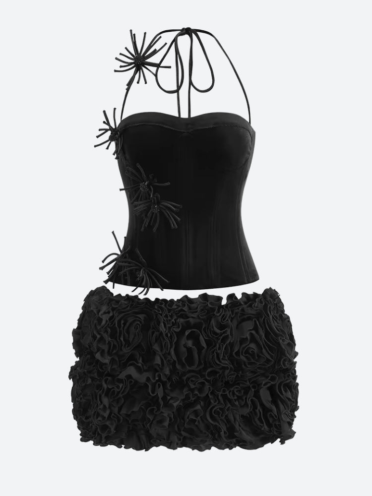 Corset Top & Ruffled Mini Skirt Two Piece Set - Litlookz Studio
