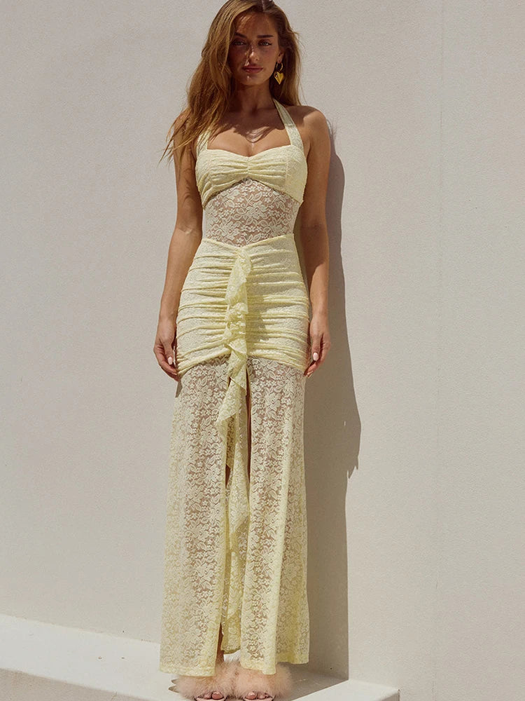 Cottagecore Bodycon Maxi Dress