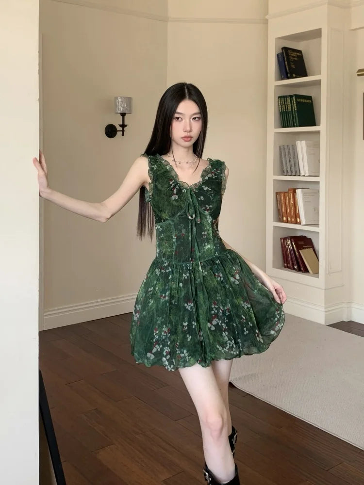 Cottagecore Bubble Tulle Mini Dress