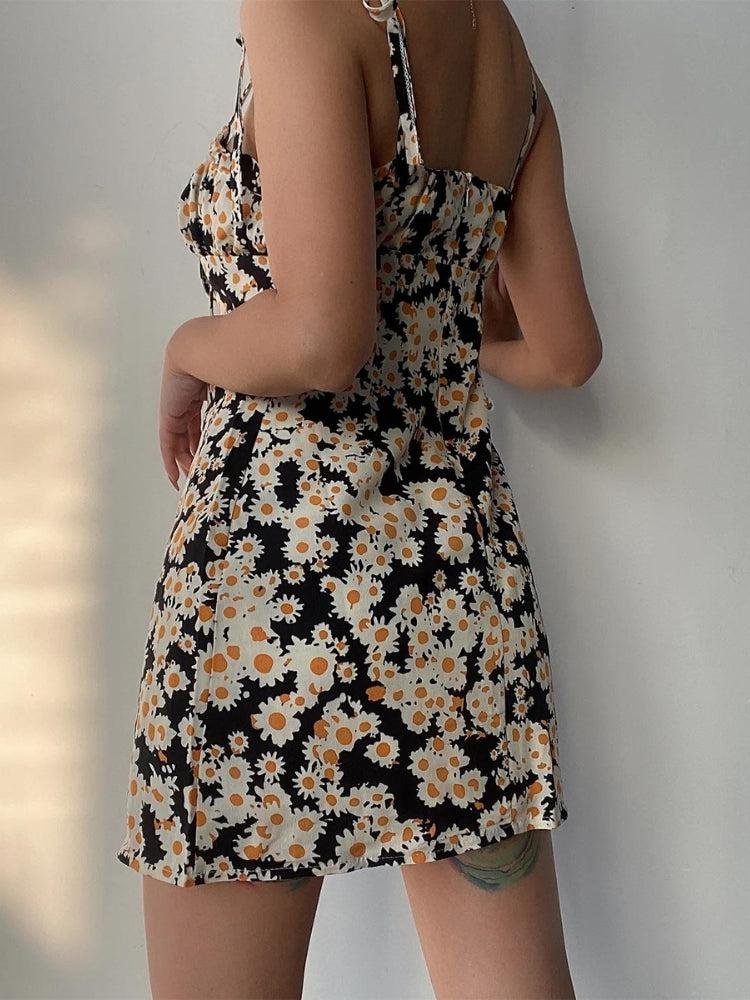 Cottagecore Daisy Tie Strap Mini Dress - Litlookz Studio Cottagecore Daisy Tie Strap Mini Dress - Litlookz Studio
