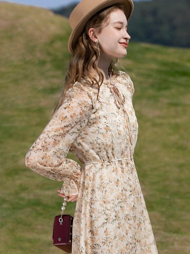 Cottagecore Lace Detailed Floral Midi Dress - Litlookz Studio Cottagecore Lace Detailed Floral Midi Dress - Litlookz Studio