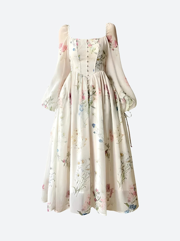 Blue Cottagecore Maxi Dress