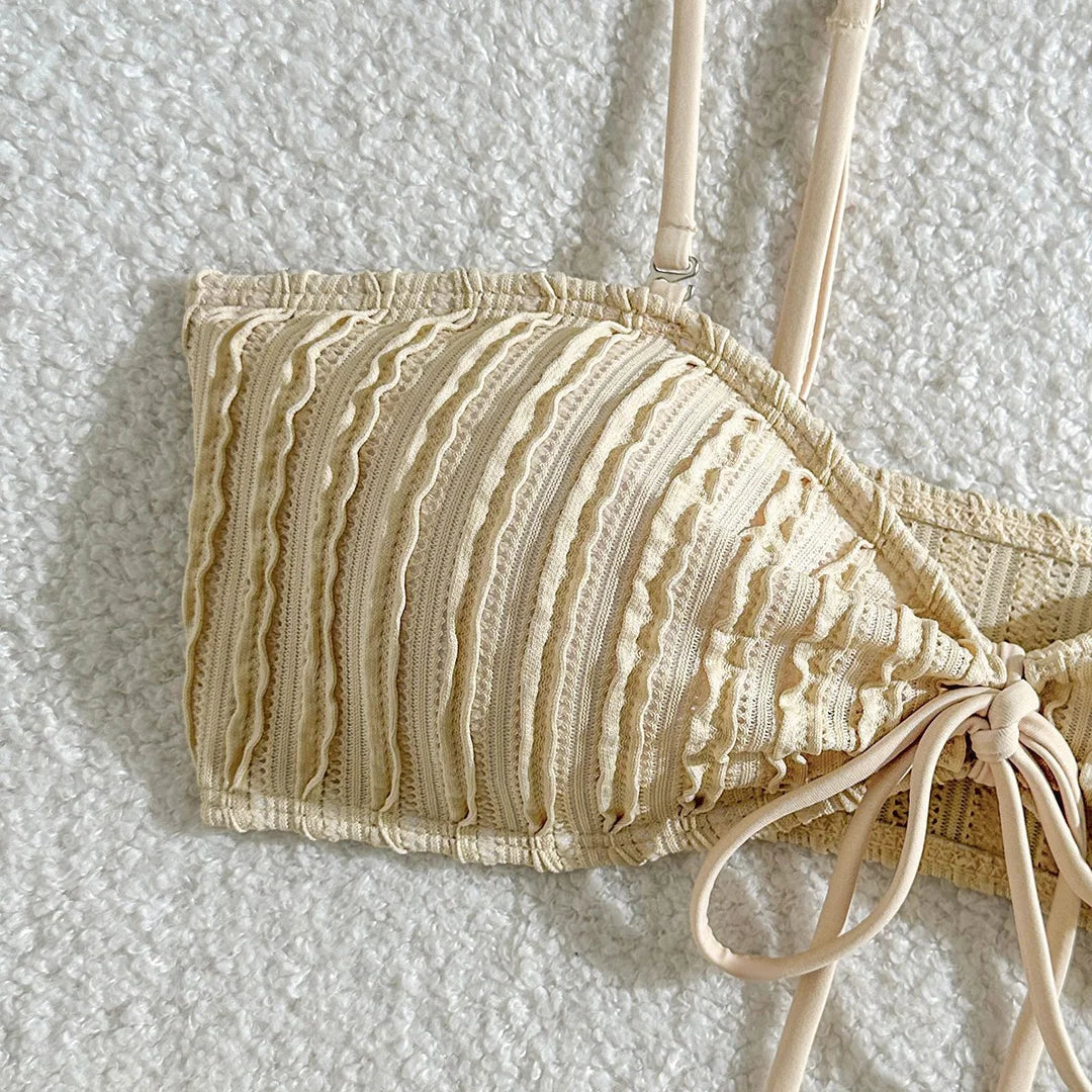 Crinkle Bandeau Bikini Set