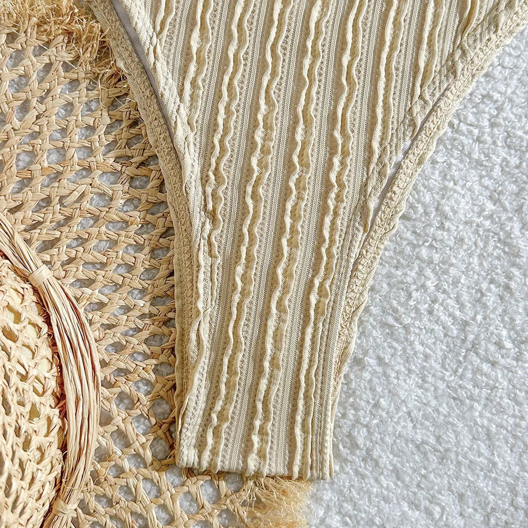 Crinkle Bandeau Bikini Set