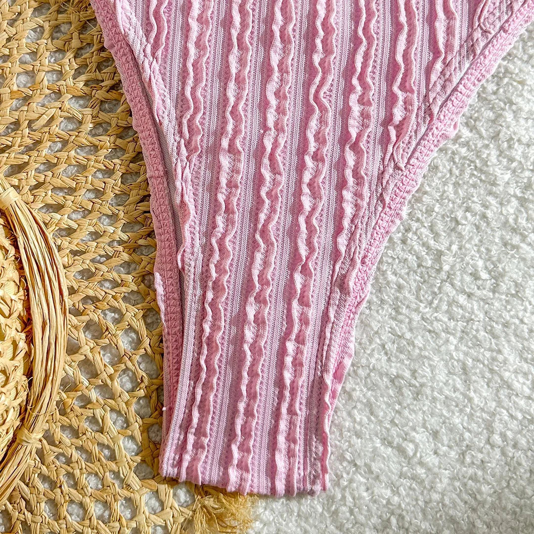 Crinkle Bandeau Bikini Set