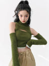 Cut Out Fluffy Crop Sweater Top