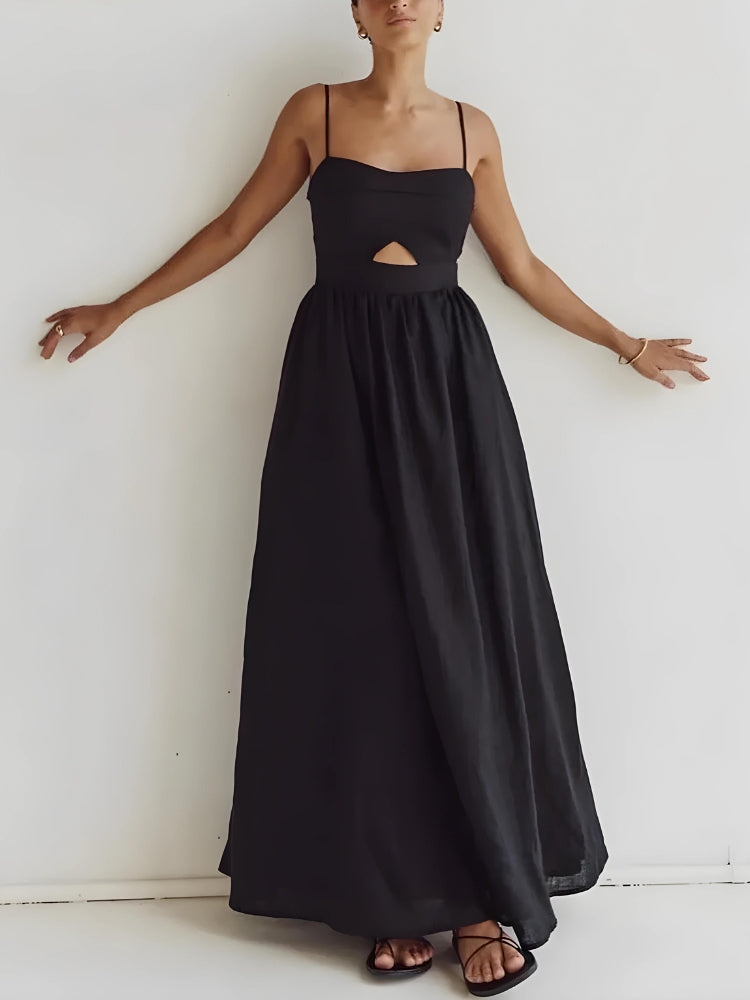 ZWRXW Women's Long Linen Dress Cutout Waist, Side Slit, Summer Casual To Office Wear Side Cut Out Dresses Women ZWRXW Women's Long Linen Dress Cutout Waist, Side Slit, Summer Casual To Office Wear Side Cut Out Dresses Women