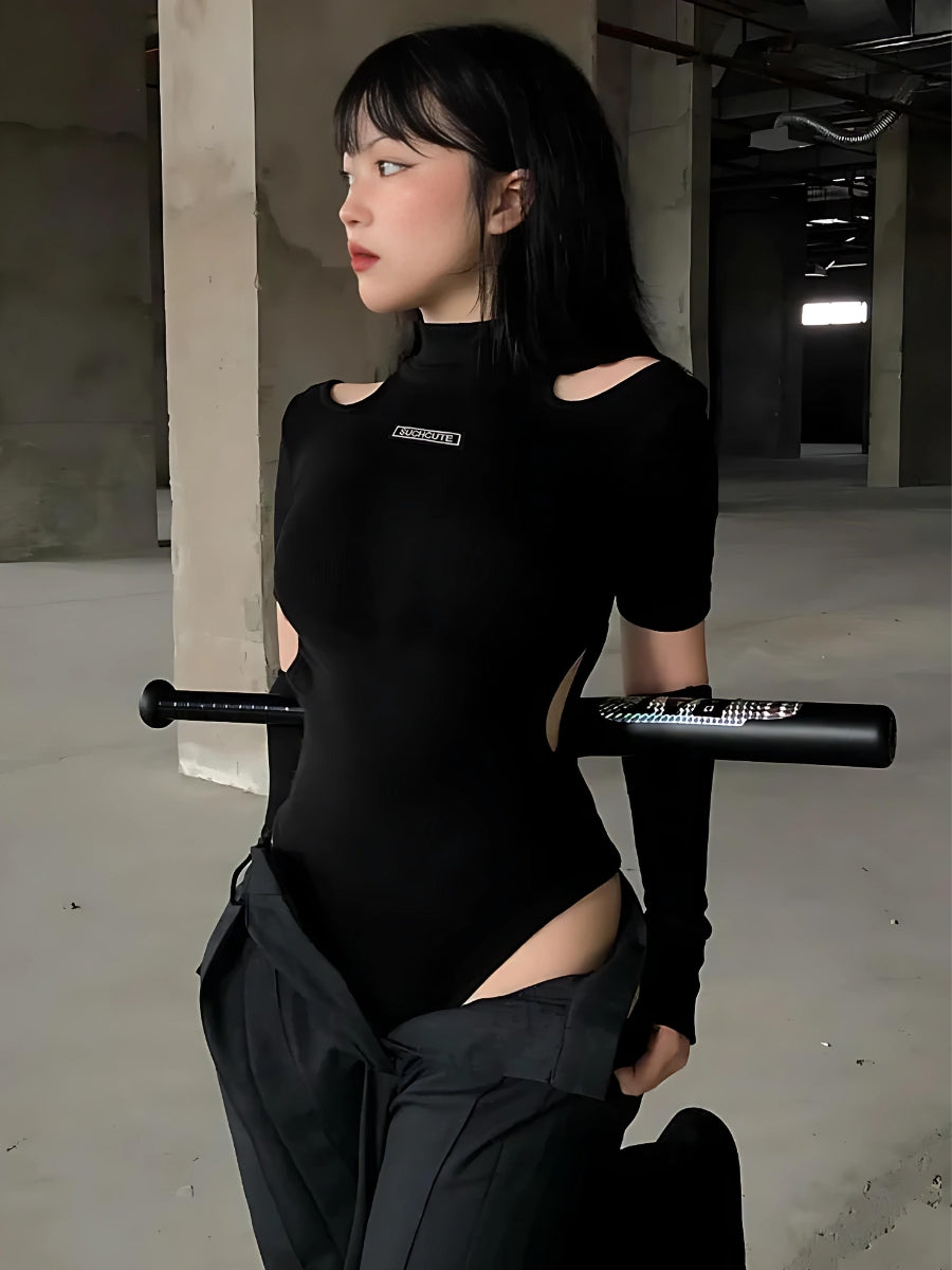 Cyberpunk Cut Out Corduroy Bodysuit