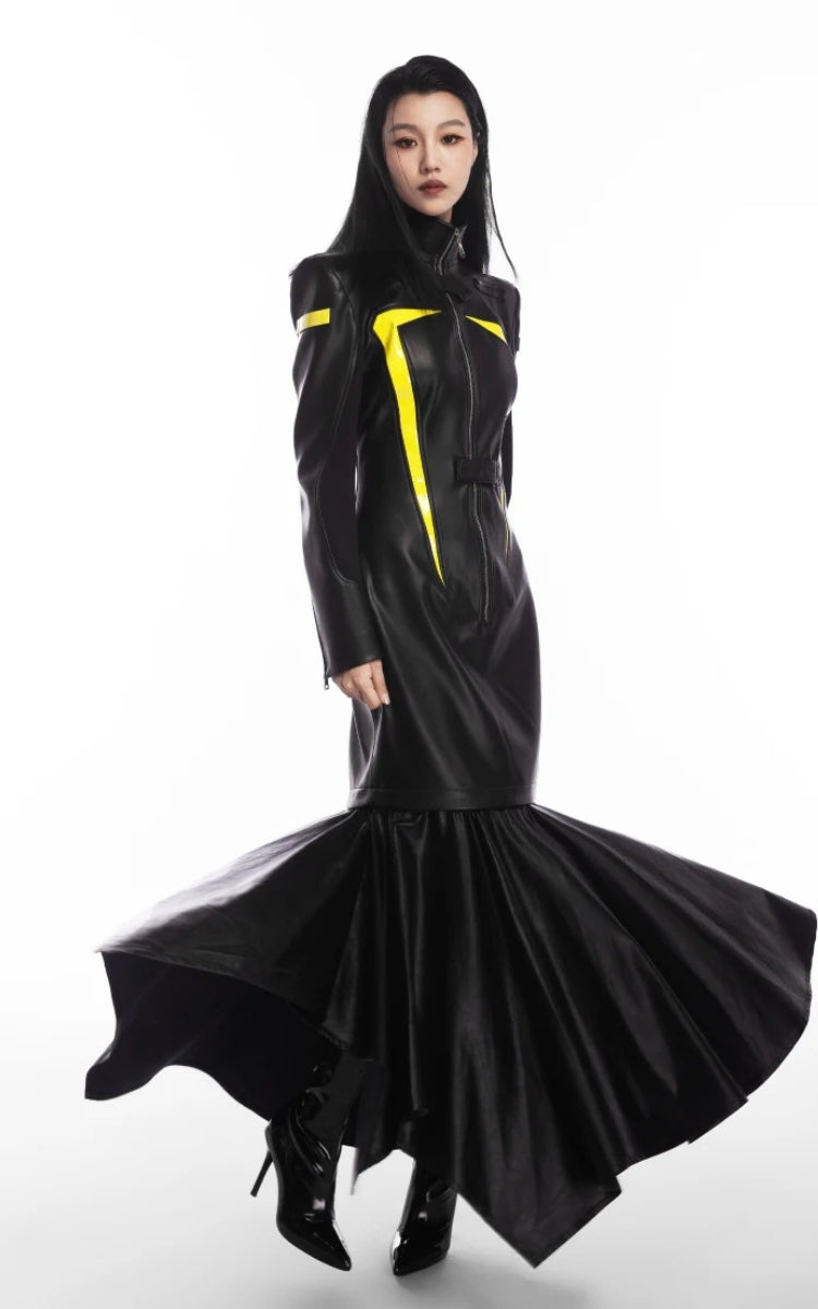 Cyberpunk Faux Leather Maxi Dress - Litlookz Studio Cyberpunk Faux Leather Maxi Dress - Litlookz Studio