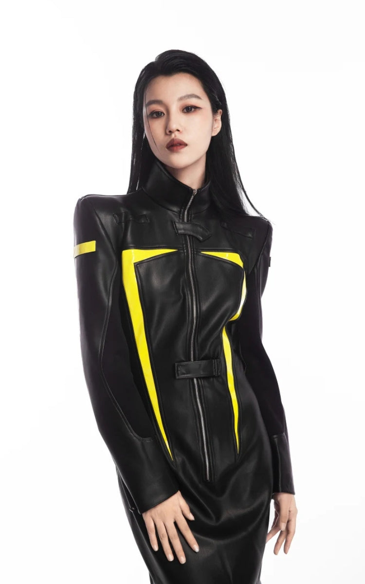 Cyberpunk Faux Leather Maxi Dress - Litlookz Studio Cyberpunk Faux Leather Maxi Dress - Litlookz Studio