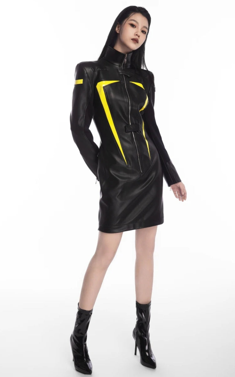 Cyberpunk Faux Leather Maxi Dress - Litlookz Studio Cyberpunk Faux Leather Maxi Dress - Litlookz Studio