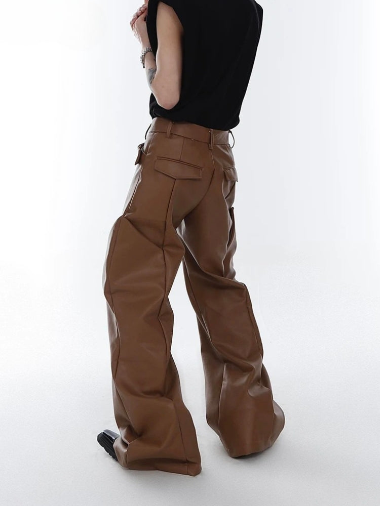 Cyberpunk Faux Leather Wide Leg Pants - Litlookz Studio