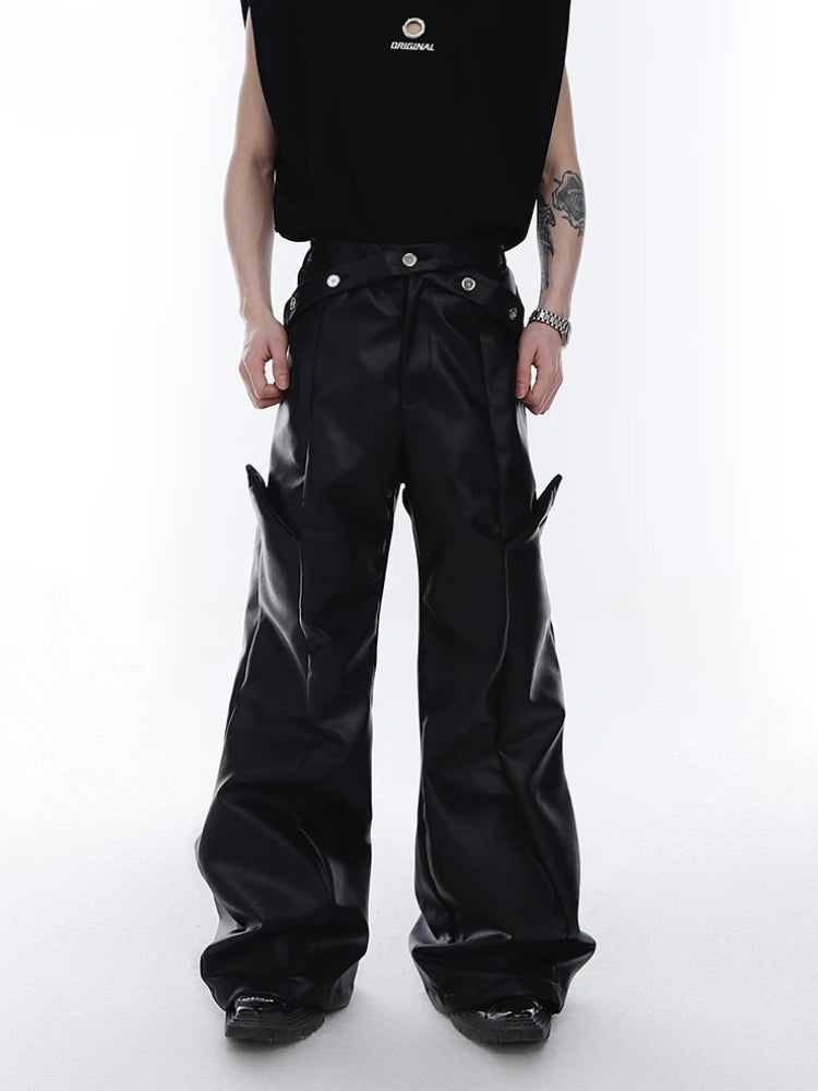 Pantaloni a gamba larga in finta pelle Cyberpunk Litlookz Studio
