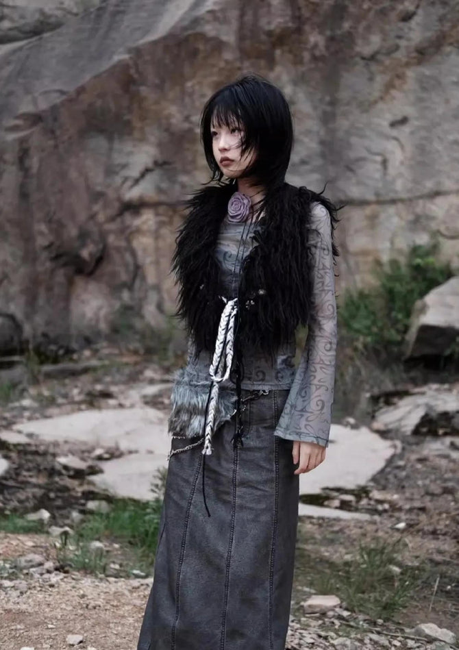 Cyberpunk Sheer Mesh Long Sleeve Bodysuit Top