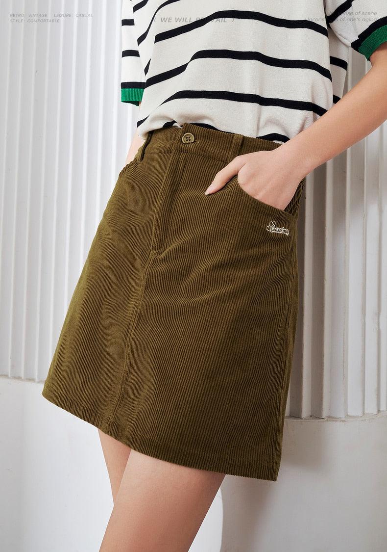 Dark Academia Corduroy Mini Skirt