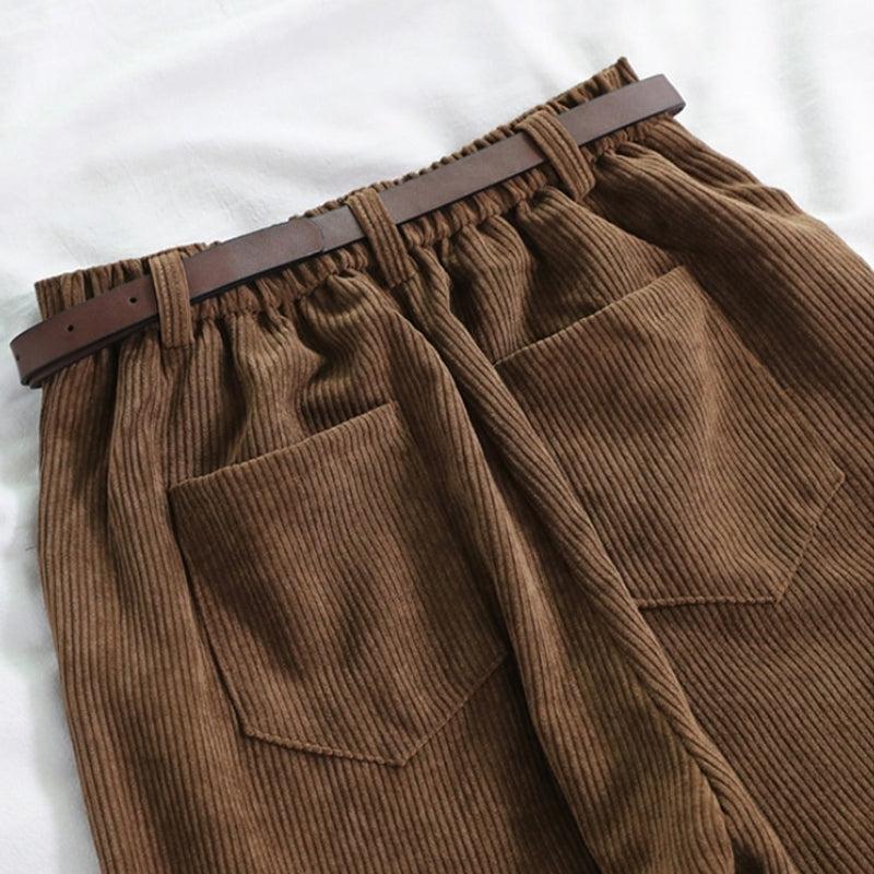 Dark Academia Corduroy Pants - Brown / S