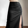 Dark Academia High Split Midi Skirt