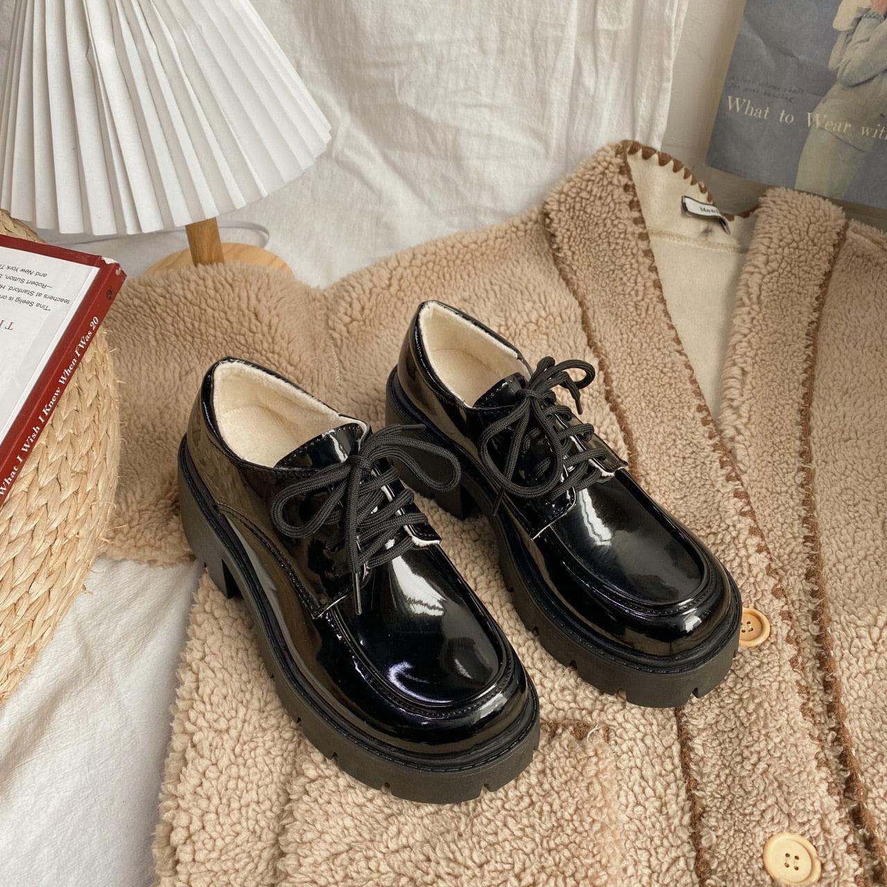 platform dress shoes for women Women's Square Toe Heels Lace-Up Pumps THE Heel the boots are designed with a flat sole Women's Platform Shoes & High-Heels
