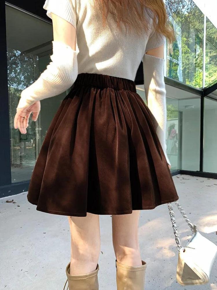 Dark Academia Velvet Mini Skirt