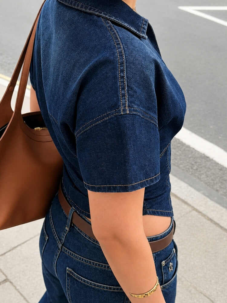 Denim Zip Shirts Top