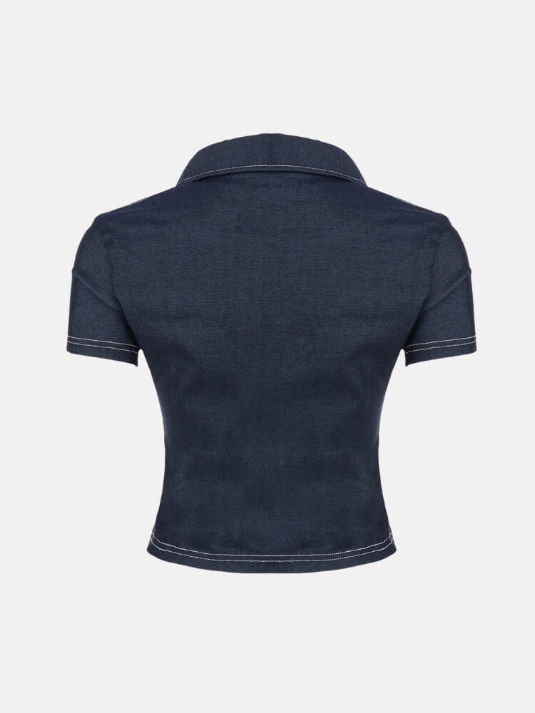 Denim Zip Shirts Top