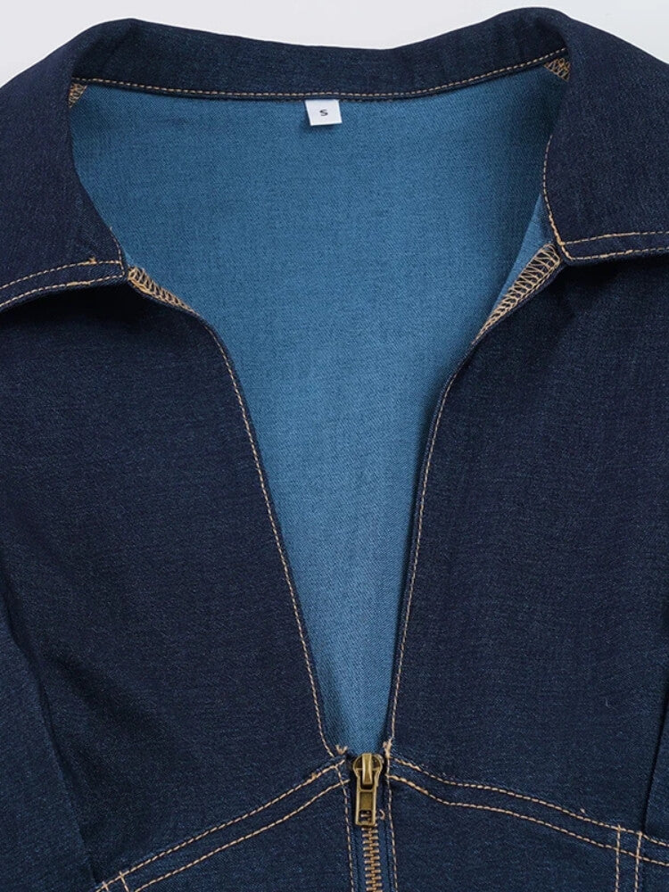 Denim Zip Shirts Top