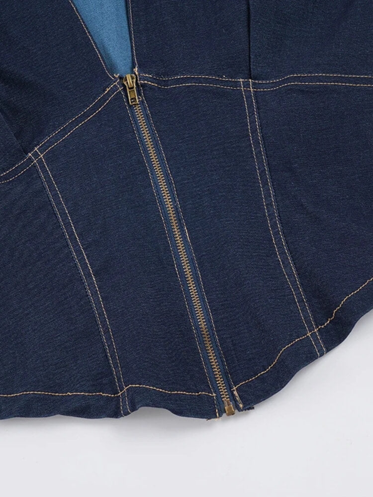 Denim Zip Shirts Top