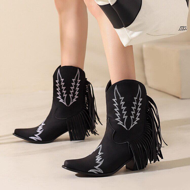 Disco Cowgirl Fringe Ankle Boots