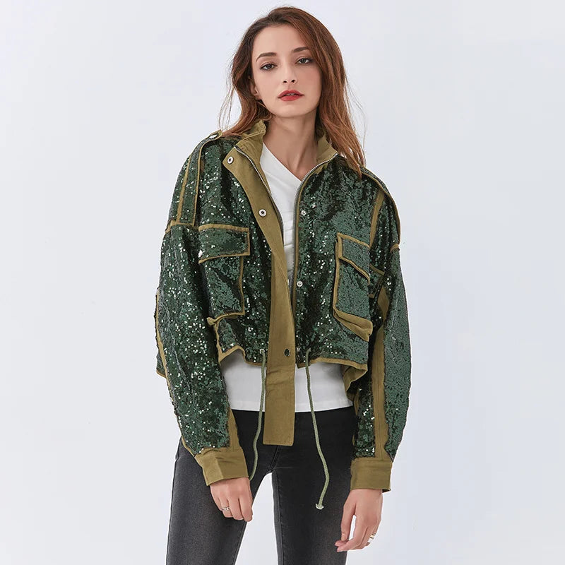 Sequin zip up 2024 jacket
