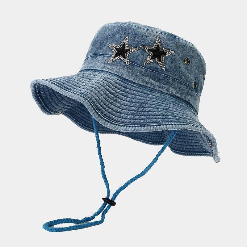 Disco Cowgirl Star Printed Denim Hat