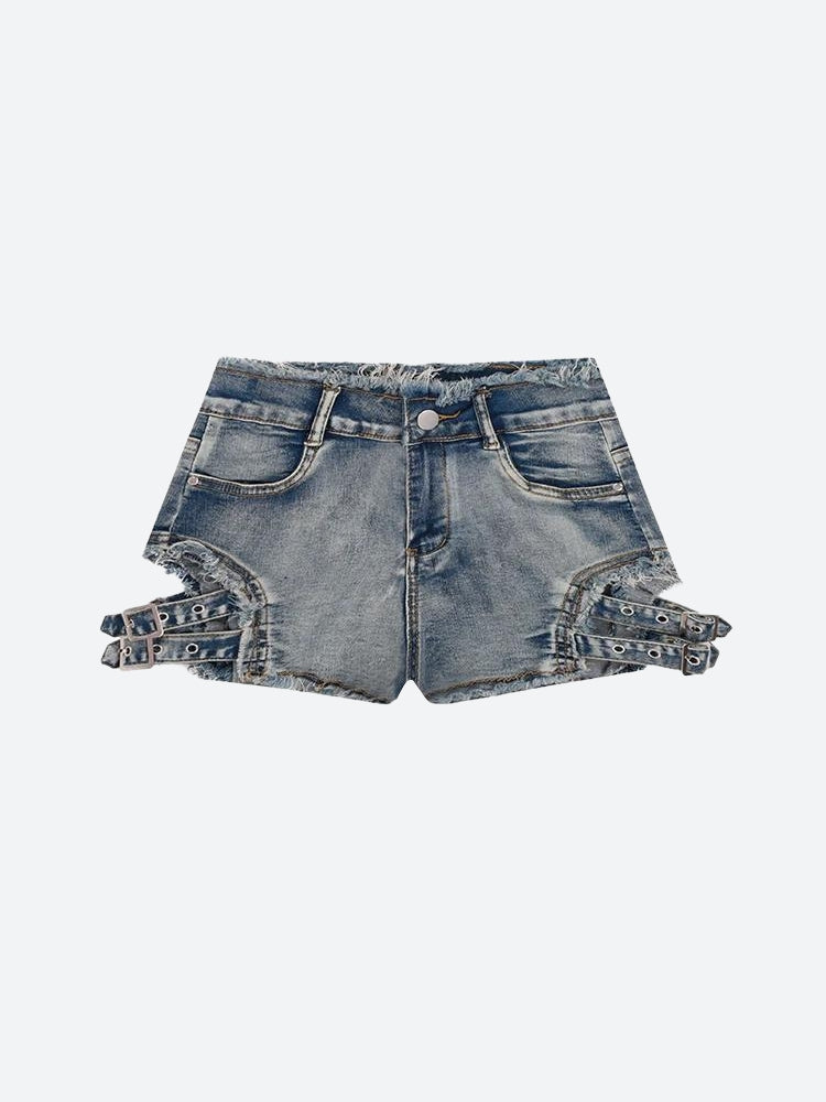 Distressed Cut Out Denim Shorts Litlookz Studio