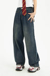 Distressed Pockets Wide Leg Baggy Jeans