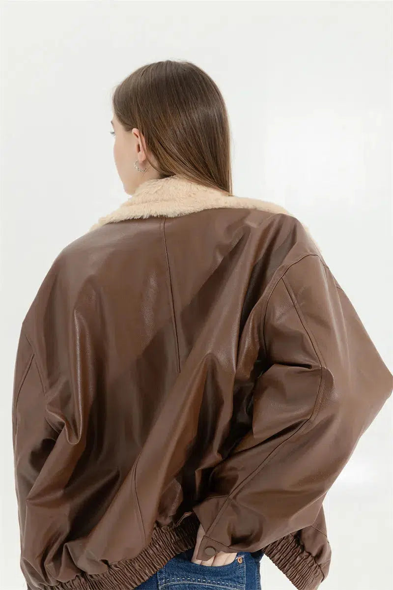 Double-Faced Faux Leather & Fur Jacket - Litlookz Studio