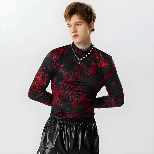 Navy Viscose Dragon Top