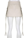 Drawstring Cargo Mini Skirt