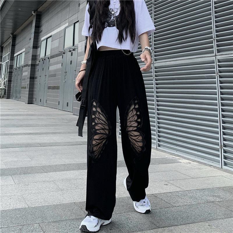 Elasticated Waist Butterfly Cut-Out Pants