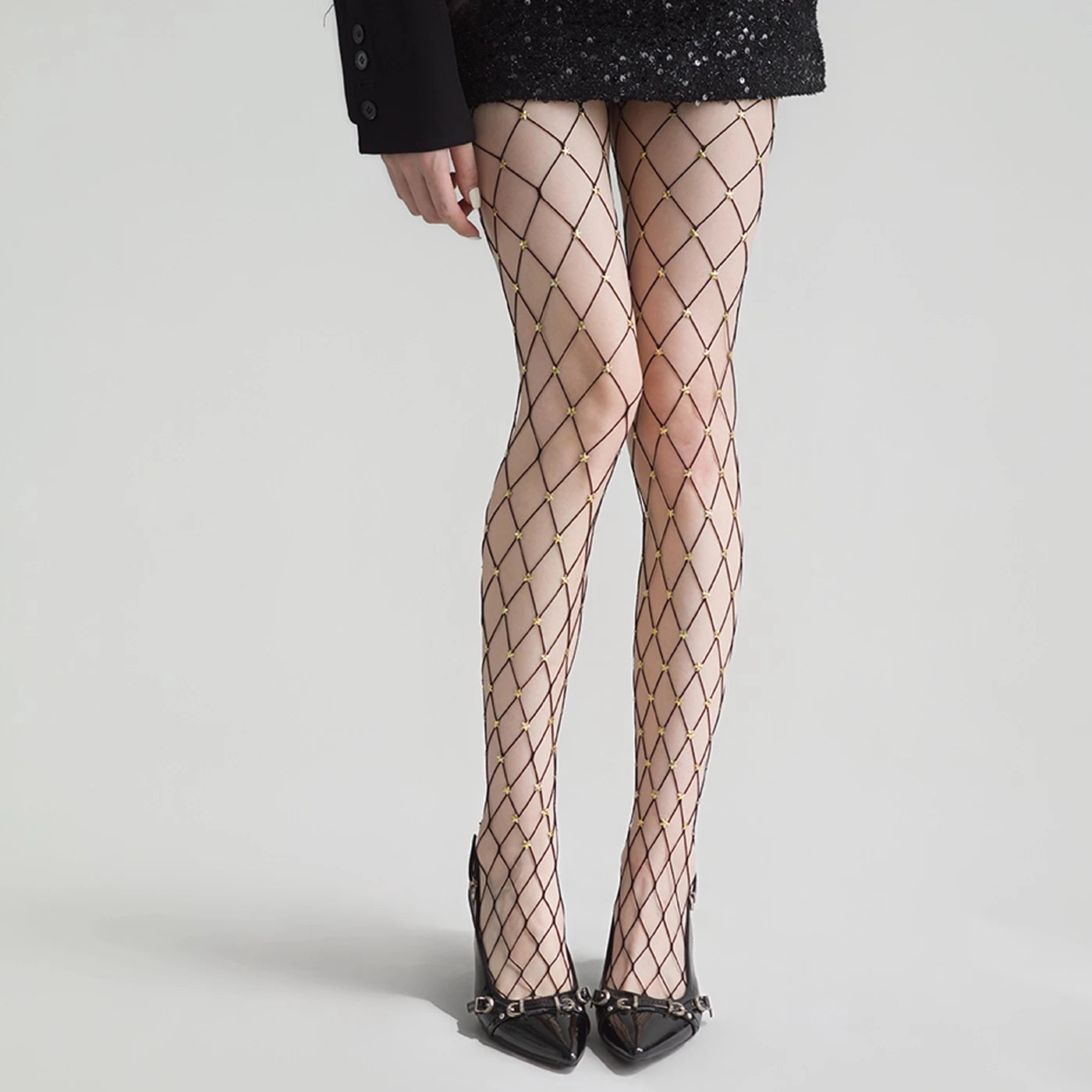 Embellished Stars Fishnet Tights