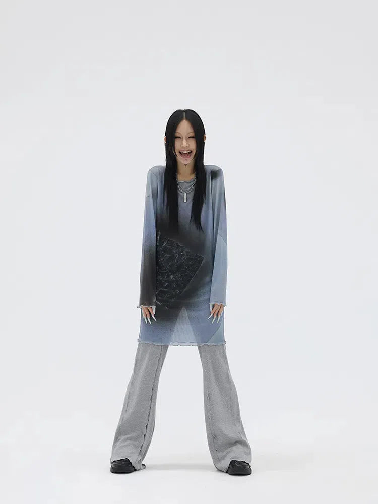 Mesh Top Abstract Extra Long Mesh Top - Litlookz Studio