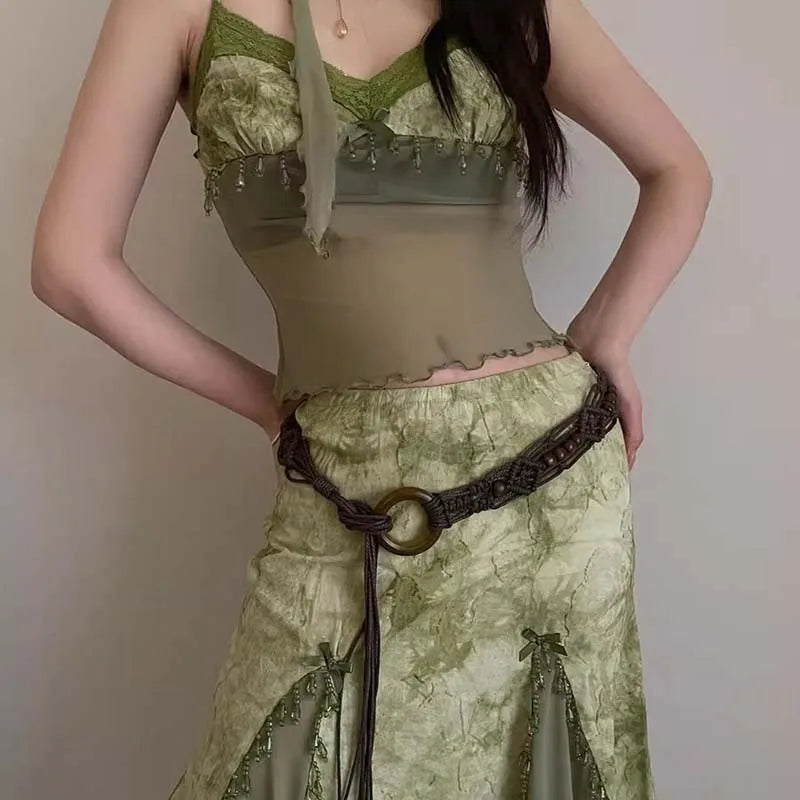 Fairy Grunge Beaded Macrame Belt