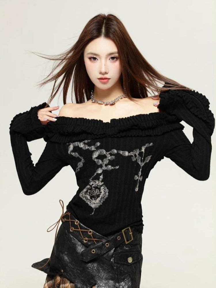fairy grunge フェアリーコア tops フード付き 長袖 レース DIAVEL tシャツ 「5色展開」グランジフェアリー トップス / Grunge