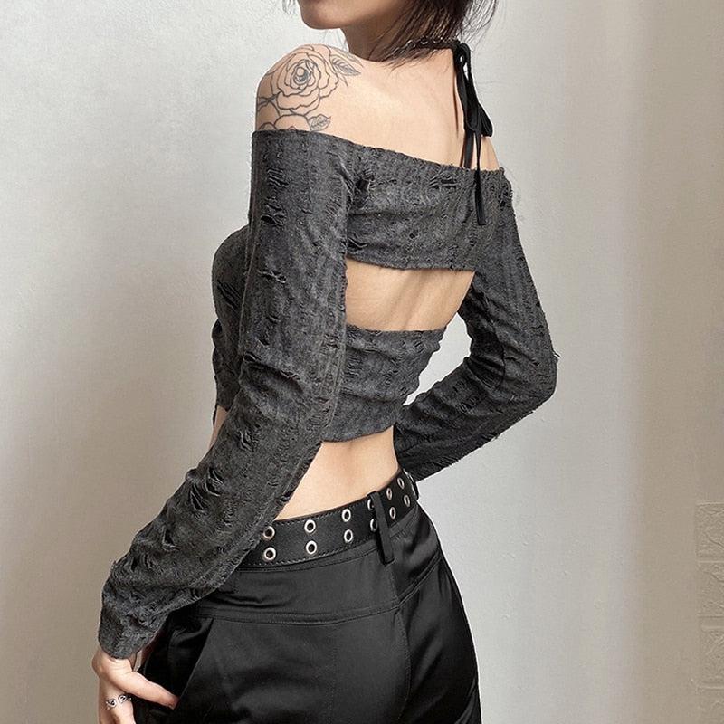 Fairy Grunge Detachable Sleeve Halter Top