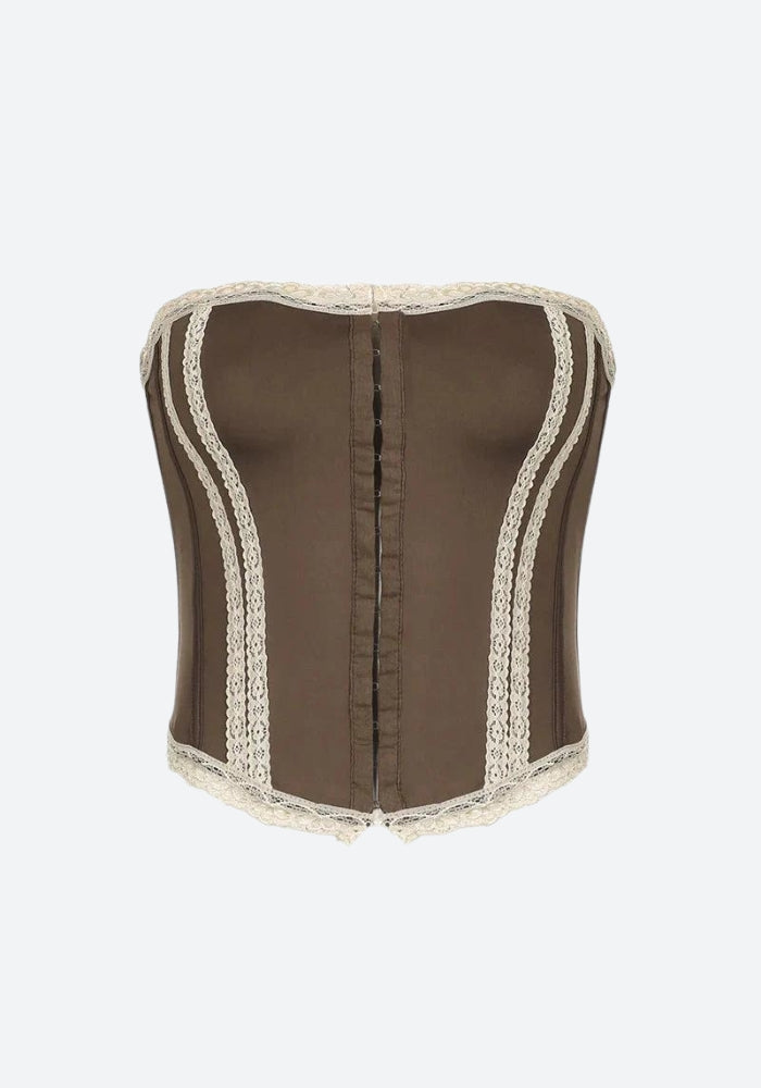 Fairy Grunge Lace Corset Top - Brown / S