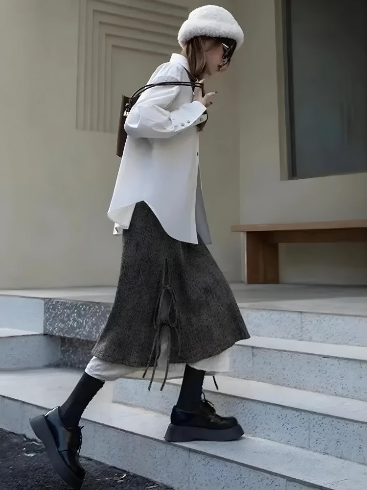 Fairy Grunge Lace Up Midi Skirt Litlookz Studio - Main Image