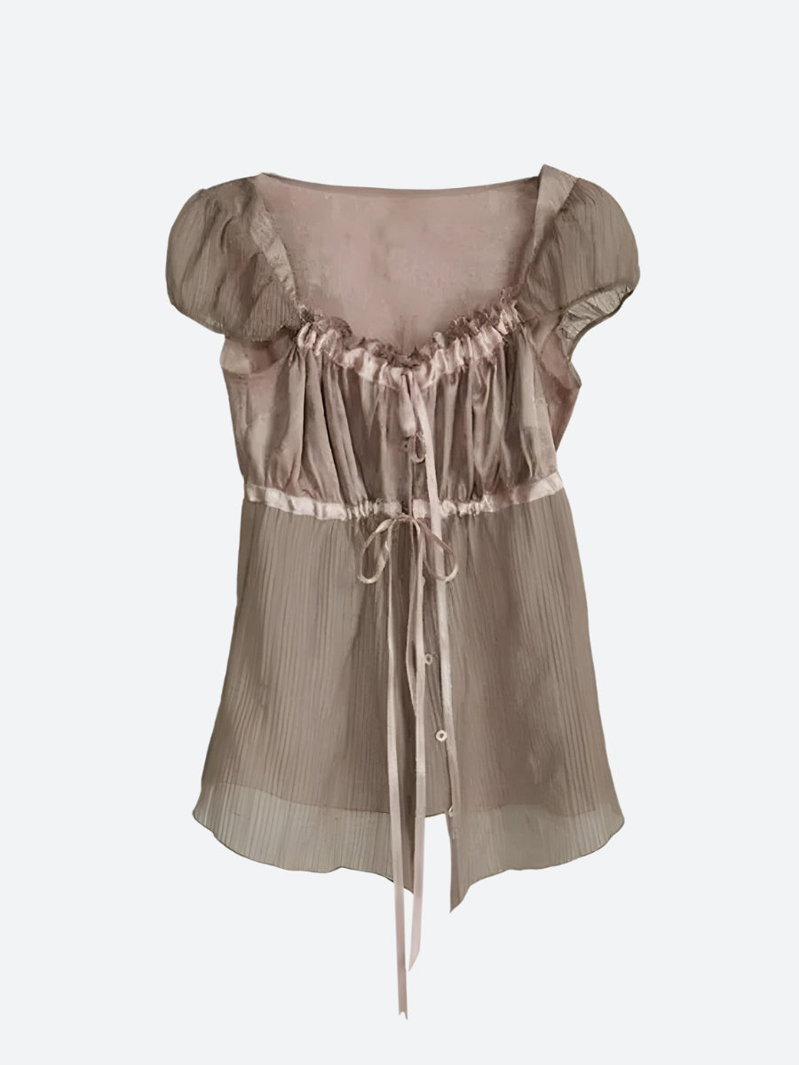 Fairy Grunge Sheer Ruched Top - Litlookz Studio