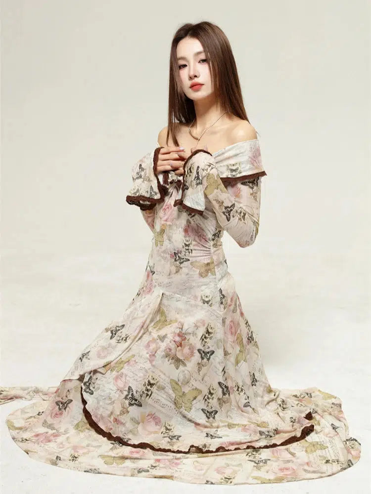 Fairycore Butterfly Off Shoulder Midi Dress Fairycore Butterfly Off Shoulder Midi Dress